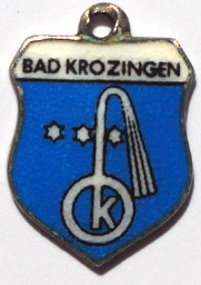BAD KROZINGEN, Germany - Vintage Silver Enamel Travel Shield Charm
